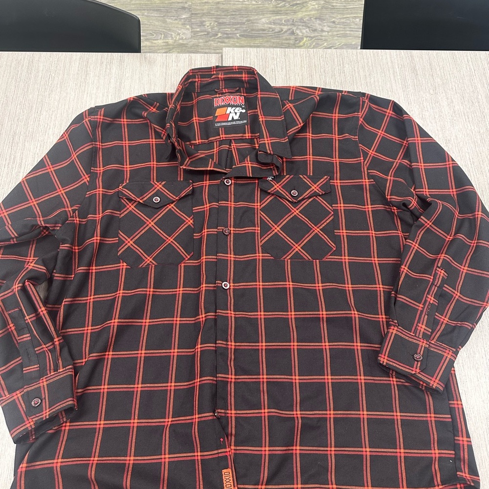 DIXXON K&N Black, Red and Orange Flannel Men's Shirt
